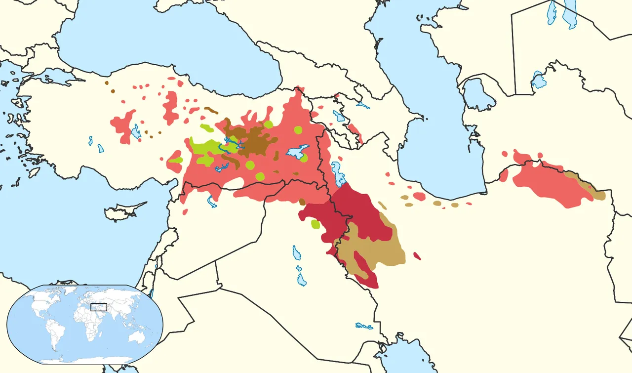 Map of Kurdish language and dialect regions